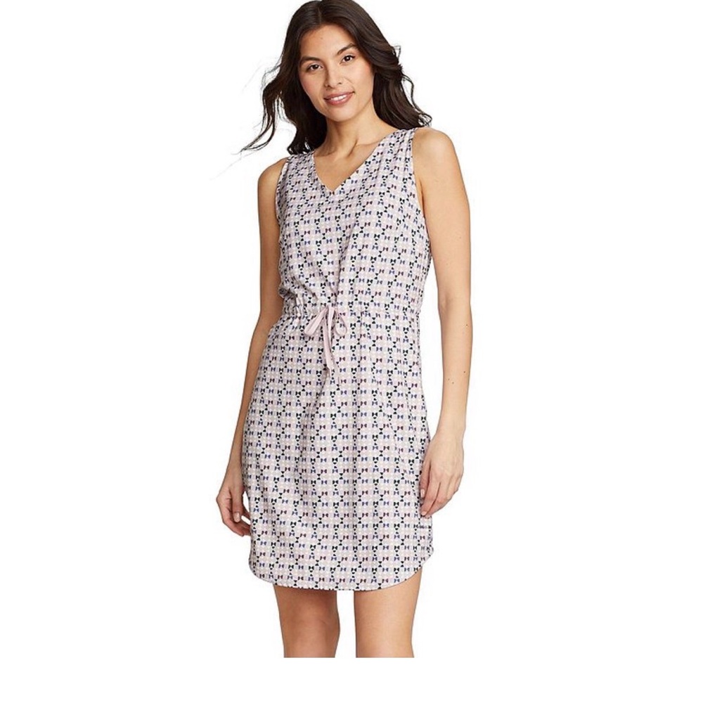 Sleeveless V-Neck Drawstring Eddie Bauer Shift Dress size S